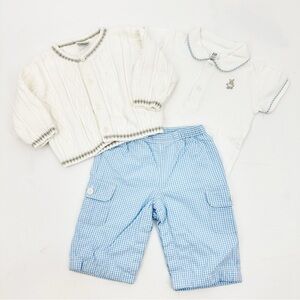 Baby Gap & Gymboree 3–6M Set Bunny Bodysuit, Gingham Pants & Cable Knit Cardigan